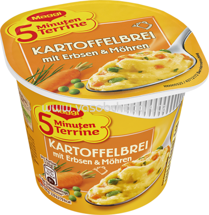 Maggi 5 Minuten Terrine Kartoffelbrei mit Erbsen & Möhren, Becher, 1 St