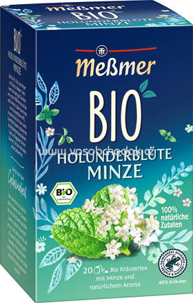Meßmer Bio Kräutertee Holunderblüte Minze, 20 Beutel