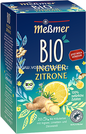 Meßmer Bio Kräutertee Ingwer Zitrone, 20 Beutel