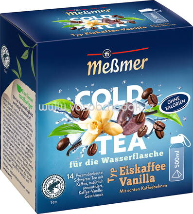 Meßmer Cold Tea Schwarzer Tee Eiskaffee Vanilla, 14 Beutel