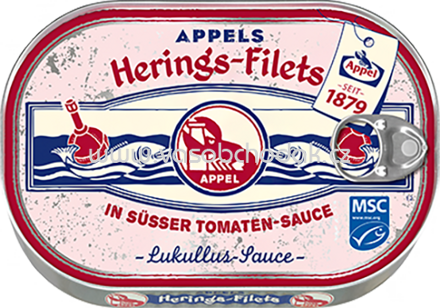Appel Heringsfilets in süßer Tomaten-Sauce, Lukullus-Sauce, 200g