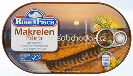 Rügen Fisch Makrelenfilets geräuchert in Pflanzenöl und eigenem Saft, 200g