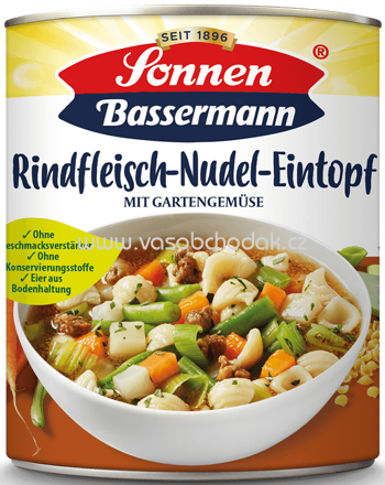 Sonnen Bassermann Eintopf - Rindfleisch Nudel Eintopf mit Gartengemüse, 800g