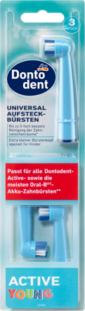 Dontodent Aufsteckbürsten Active Young, Blau, 3 St