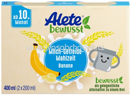 Alete Milch Getreide Mahlzeit Banane, ab 10. Monat, 2x200 ml, 0,4l