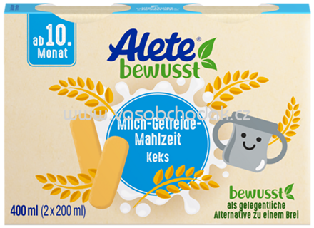 Alete Milch Getreide Mahlzeit Keks, ab 10. Monat, 2x200ml, 0,4 l