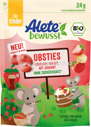 Alete Kindersnack Obsties Erdbeere Banane mit Joghurt , ab 3 Jahren, 24g