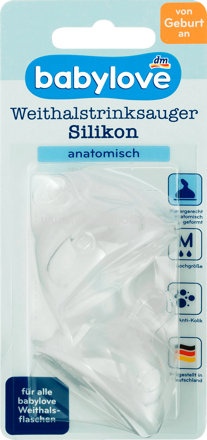 Babylove Weithals-Trinksauger M aus Silikon, anatomisch, Universalgröße, 2 St