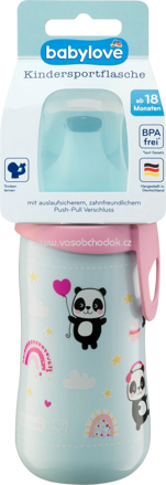 Babylove Kindersportflasche mit Push-Pull Aufsatz 330 ml Panda, ab 18 Monaten, 1 St