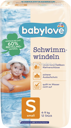 Babylove Schwimmwindeln Gr. S, 4-9 kg, 12 St