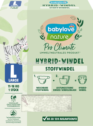 Babylove Stoffwindel nature Pro Climate Hybrid, Motiv Käfer, Gr. L (11-18 kg), 1 St