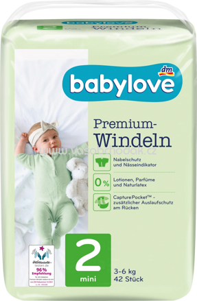 Babylove Windeln Premium Gr. 2, Mini, 3-6 kg, 42 St