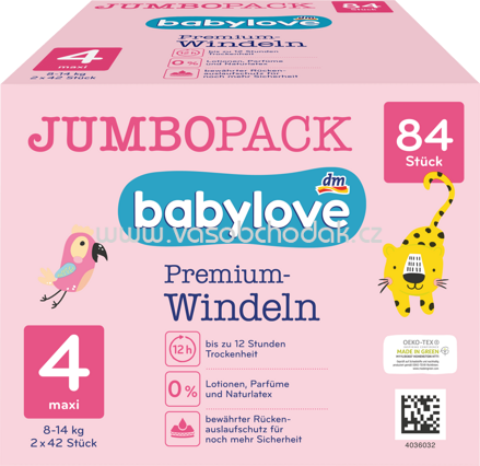Babylove Windeln Premium Gr. 4 Maxi, 8-14 kg, Jumbo Pack, 84 St