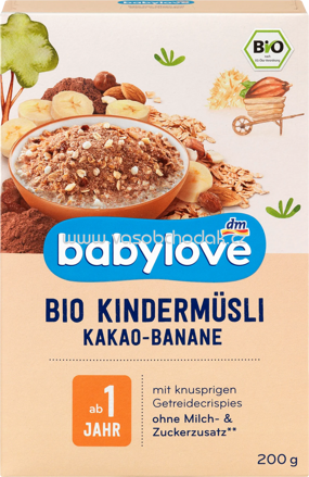 Babylove Bio Kindermüsli Kakao-Banane, ab 1 Jahr, 200g