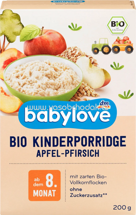 Babylove Bio Kinderporridge Apfel-Pfirsich, ab dem 8. Monat, 200g