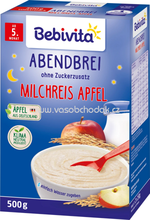 Bebivita Milchbrei Abendbrei Milchreis mit Apfel, ab dem 5. Monat, 500g