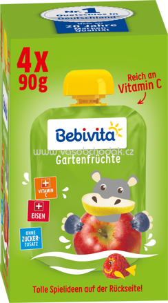 Bebivita Quetschbeutel Gartenfrüchte, ab 1 Jahr, 4x90g, 0,36kg