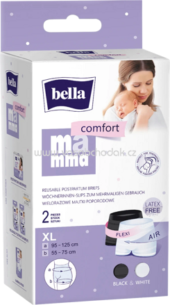 Bella Mamma Wöchnerinnenslip comfort, schwarz + weiß, Gr. XL 95 - 125 cm, 2 St