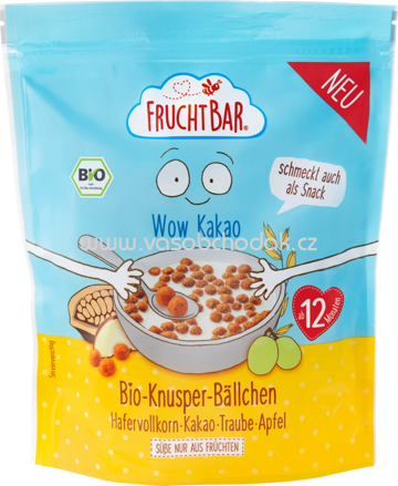 FruchtBar Bio Knusper Bällchen Hafervollkorn, Kakao, Traube, Apfel, ab dem 12. Monat, 125g