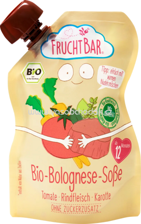FruchtBar Bio Bolognesesoße, Tomate, Rindfleisch, Karotte, ab 12. Monat, 190g