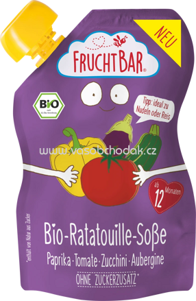 FruchtBar Bio Ratatouille Soße Paprika, Tomate, Zucchini, Aubergine, ab 1 Jahr, 190g