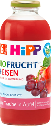 Hipp Bio Frucht + Eisen Rote Traube in Apfel, ab 6. Monat, 500 ml