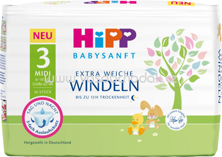 Hipp Babysanft Windeln Gr.3 Midi, 6-10 kg, 36 St