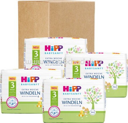 Hipp Babysanft Windeln Gr.3 Midi, 6-10 kg, Monatspack, 216 St
