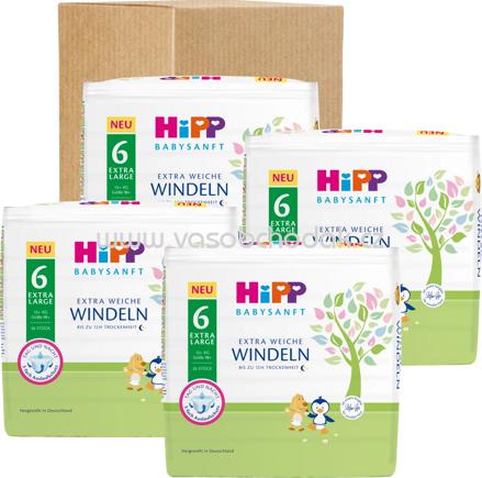 Hipp Babysanft Windeln Gr.6 Extra Large, 13+ kg, Monatspack, 156 St