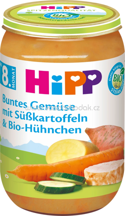 Hipp Buntes Gemüse mit Süßkartoffeln & Bio-Hühnchen, ab 8. Monat, 220g