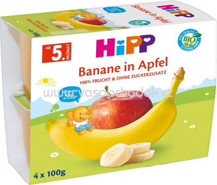 Hipp Früchtebecher Banane in Apfel, ab dem 5. Monat, 4x100g, 400g