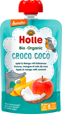Holle baby food Quetschbeutel Croco Coco, Apfel & Mango mit Kokusnuss, ab 8 Monaten, 100g
