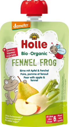 Holle baby food Quetschbeutel Fennel Frog, Birne, Apfel & Fenchel, ab 6 Monaten, 100g