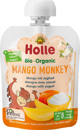 Holle baby food Quetschbeutel Mango Monkey mit Joghurt, ab 8. Monaten, 85g