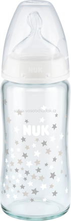 Nuk Babyflasche aus Glas First Choice Temp. Control, Gr. 1M, weiß, 240 ml, 1 St