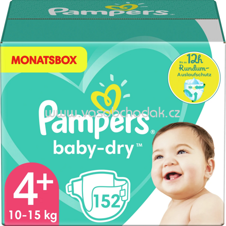 Pampers Windeln Baby Dry Gr. 4+ Maxi Plus, 10-15 kg, Monatsbox, 152 St