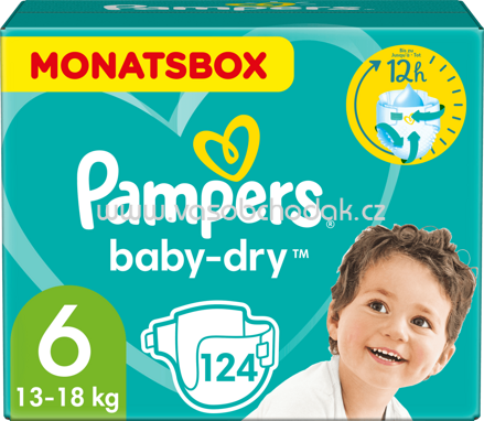 Pampers Windeln Baby Dry Gr. 6 Extra Large, 13-18 kg, Monatsbox, 124 St