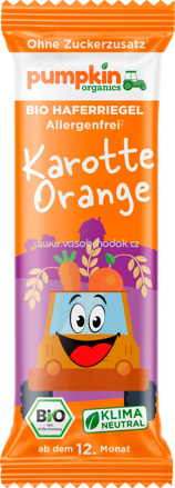 Pumpkin Organics Fruchtriegel mit Hafer, Karotte & Orange, ab 1 Jahr, 20g