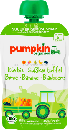 Pumpkin Organics Quetschie Kürbis, Süßkartoffel, Birne, Banane, Blaubeere, ab dem 6. Monat, 100g