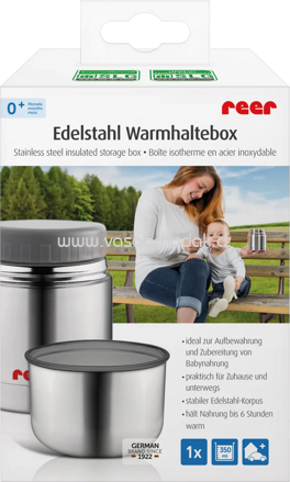 Reer Edelstahl-Warmhaltebox für Nahrung mit Becher, 350 ml, 1 St