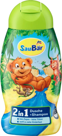 SauBär Dusche + Shampoo 2in1 für Kinder, 250 ml