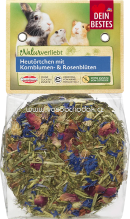 Dein Bestes Nagerfutter Naturverliebt Heutörtchen mit Kornblumen- & Rosenblüten, 75g