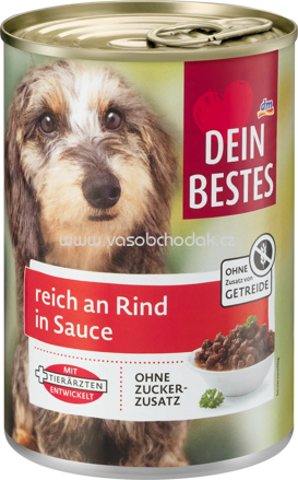 Dein Bestes Nassfutter Hund reich an Rind in Sauce, 400g