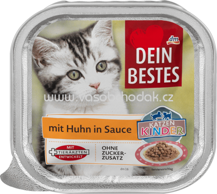 Dein Bestes Nassfutter für junge Katzen bis zum 12. Lebensmonat mit Huhn, in Sauce, 100 g