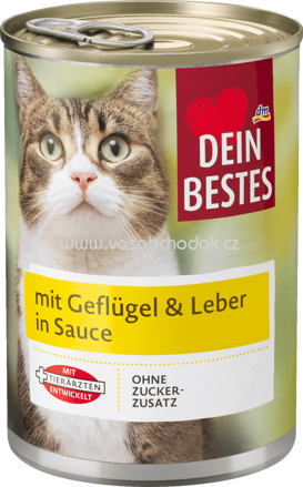 Dein Bestes Nassfutter für Katzen mit Geflügel & Leber, in Sauce, 400 g