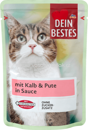 Dein Bestes Nassfutter für Katzen mit Kalb & Pute, in Sauce, 100 g
