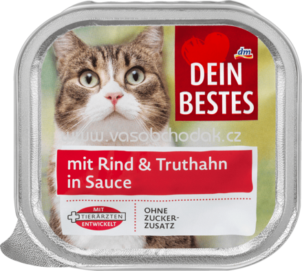 Dein Bestes Nassfutter für Katzen mit Rind & Truthahn, in Sauce, 100 g