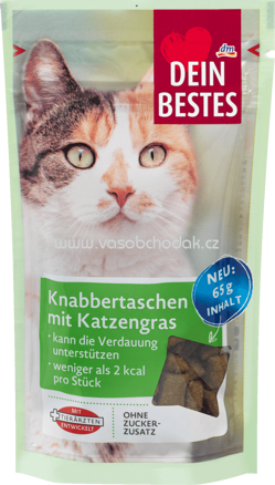Dein Bestes Snack für Katzen, Knabbertaschen mit Katzengras, 65 g