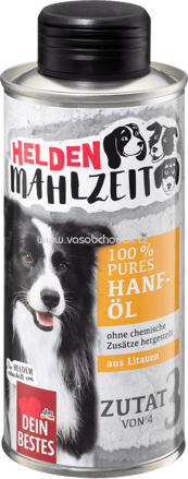 Dein Bestes Einzelfuttermittel für Hunde, Heldenmahlzeit, 100 % Pures Hanföl, 250 ml