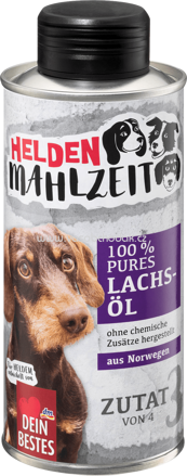 Dein Bestes Einzelfuttermittel für Hunde, Heldenmahlzeit, 100 % Pures Lachsöl, 250 ml